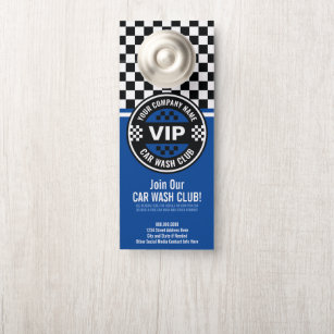 Car Wash Club - Racing Checkered Flag Rewards Door Hanger