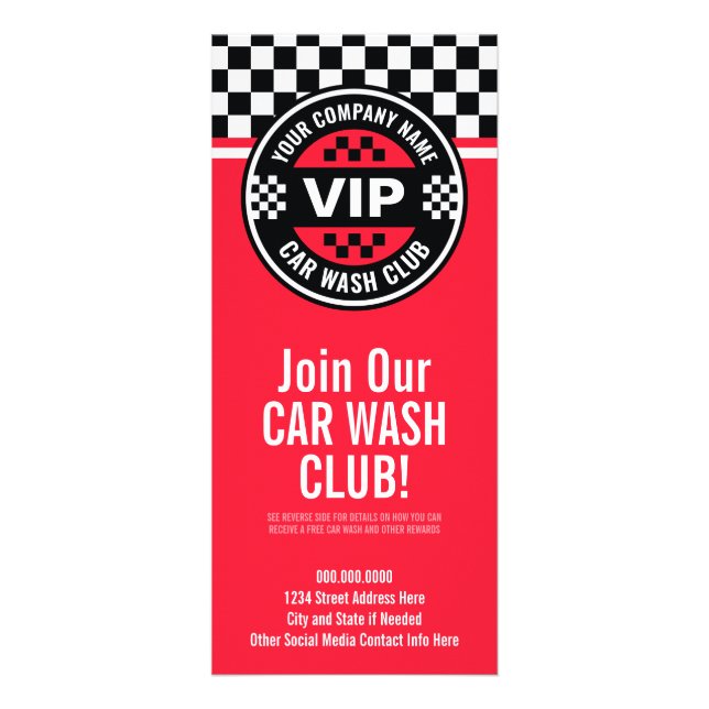 Car Wash Club - Racing Checkered Flag Rewards Rack Card (Front)