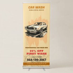 Car Wash Custom Vertical Retractable Banner