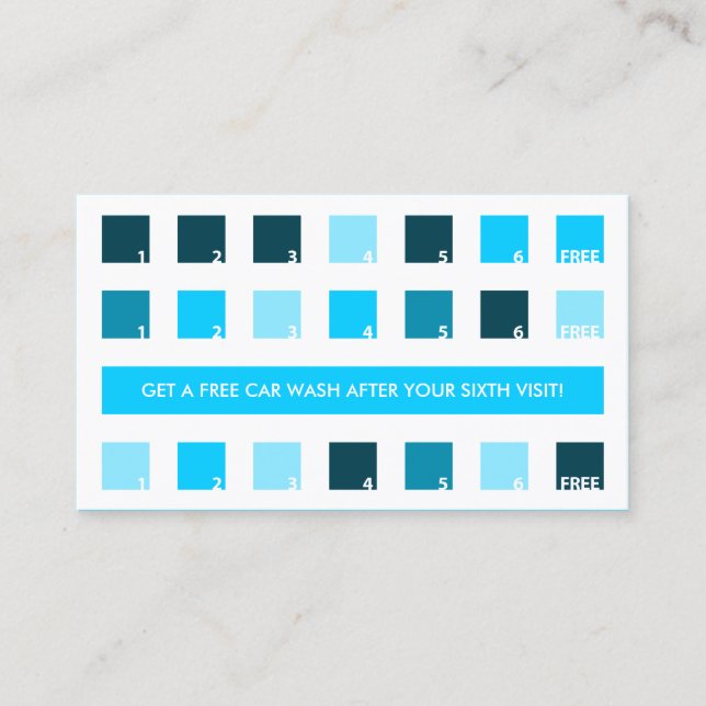 CAR WASH customer appreciation (mod squares) Loyalty Card (Front)