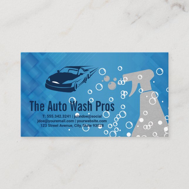Car Wash Detailing | Bubbles | Cleaning Business Card (Front)