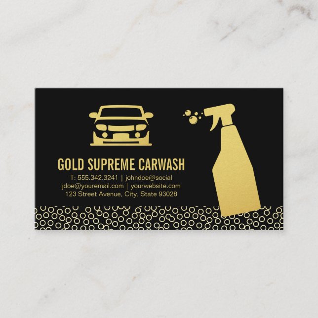Car Wash Detailing | Cleaning | Gold Circles Business Card (Front)