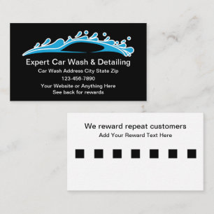 Car Wash Detailing Customer Rewards Business Cards
