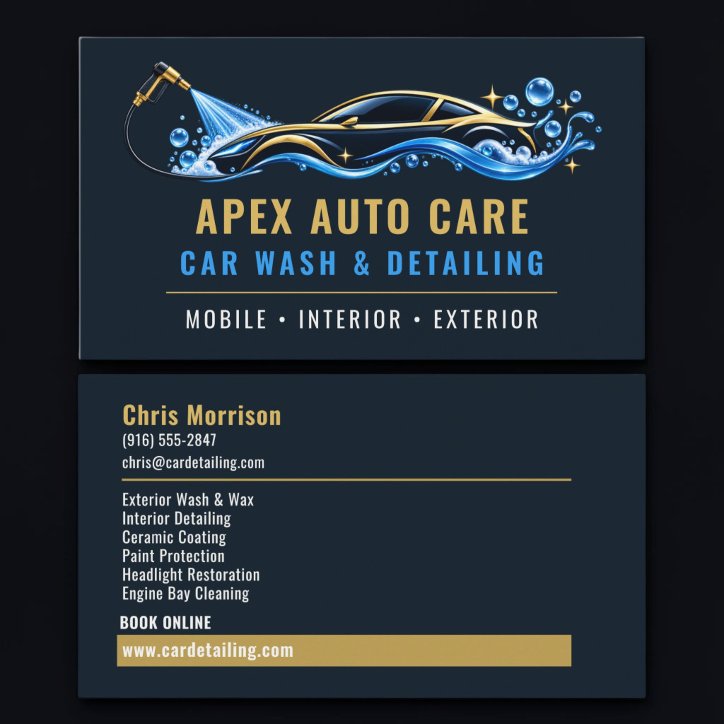 Car Wash Detailing Professional Services Business Card