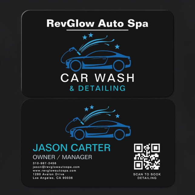 Car Wash & Detailing QR Code  Business Card (Creator Uploaded)