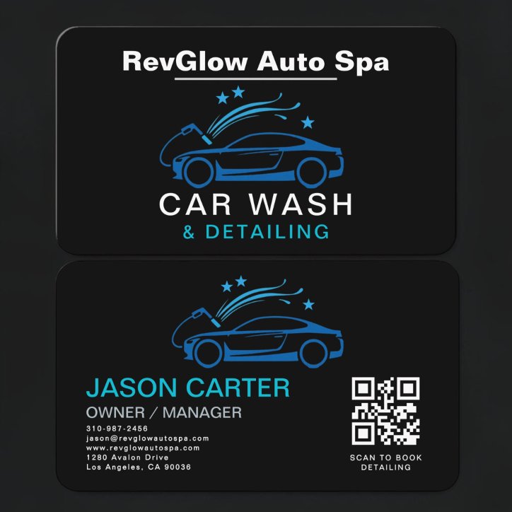 Car Wash Detailing QR Code Business Card