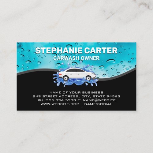 Car Wash Detailing  Water Beads on Glass Business Card