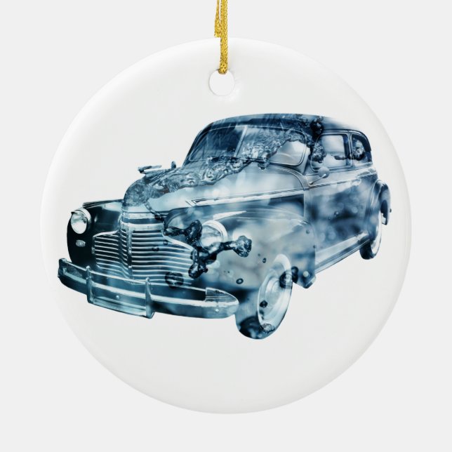 car wash double exposure ceramic ornament (Back)