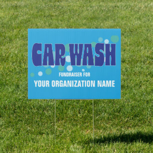 Car Wash Fundraiser Event Blue Bubbles Sign