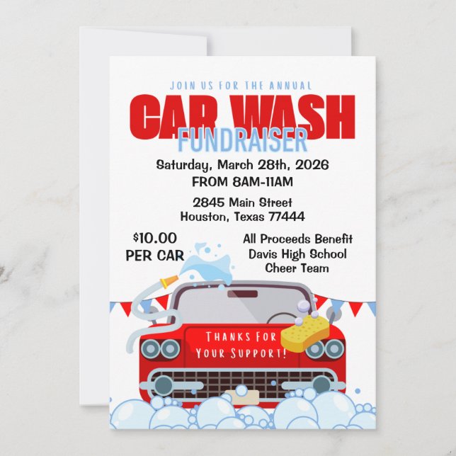 Car Wash Fundraiser Invitation (Front)