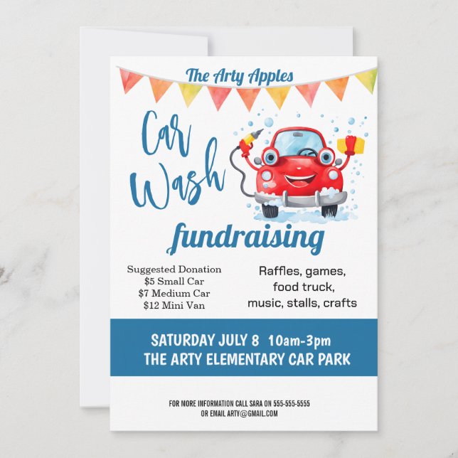 car wash fundraiser PTA PTO church Invitation (Front)