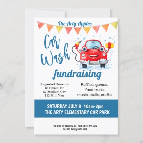 car wash fundraiser PTA PTO church Invitation