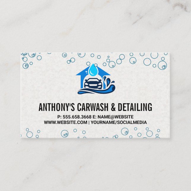 Car Wash Icon | Bubbles Business Card (Front)