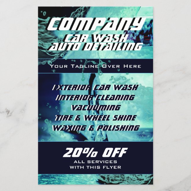 Car wash inspired  business card flyer (Front)