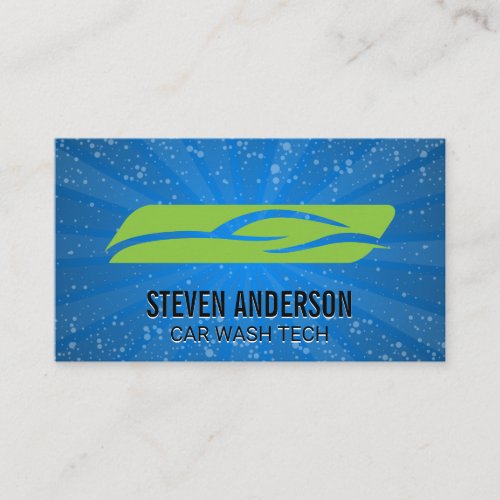 Car Wash Logo | Bubbles | Blue Background Business Card