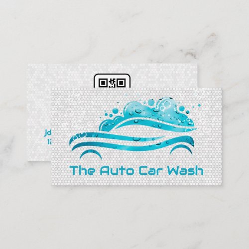 Car Wash Logo Bubbles  Cleaning  QR Business Card