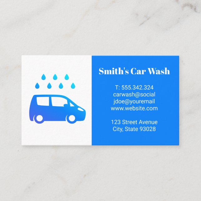 Car Wash Logo Business Card (Front)