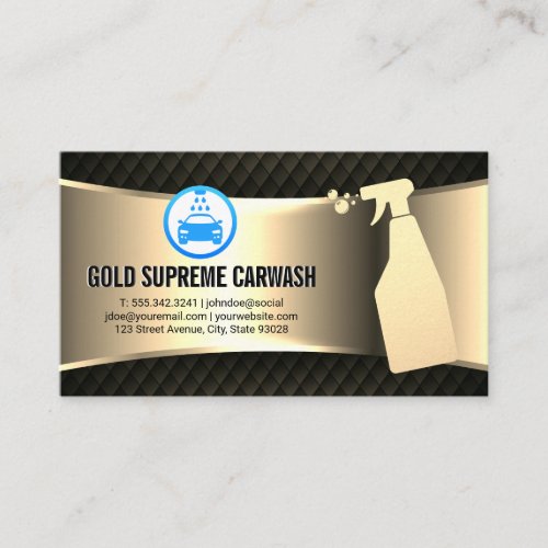 Car Wash Logo  Cleaning Service Gold Metallic  Business Card