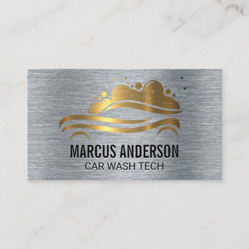 Car Wash Logo  Metallic Business Card