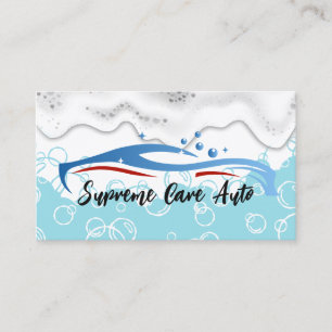 Car Wash Logo   Soap Foam Blue Water Bubbles Business Card