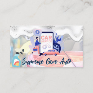 Car Wash Logo Soap Suds Auto Services Business Card