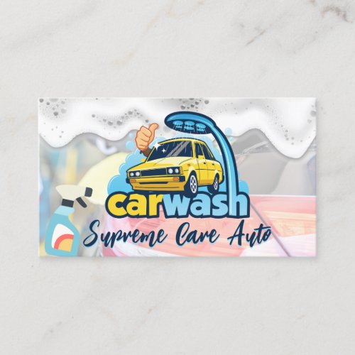 Car Wash Logo  Soap Suds Business Card