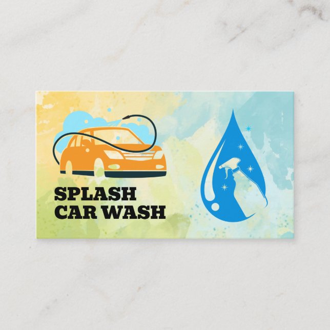 Car Wash  Logo | Spray Bottle | Auto Business Card (Front)