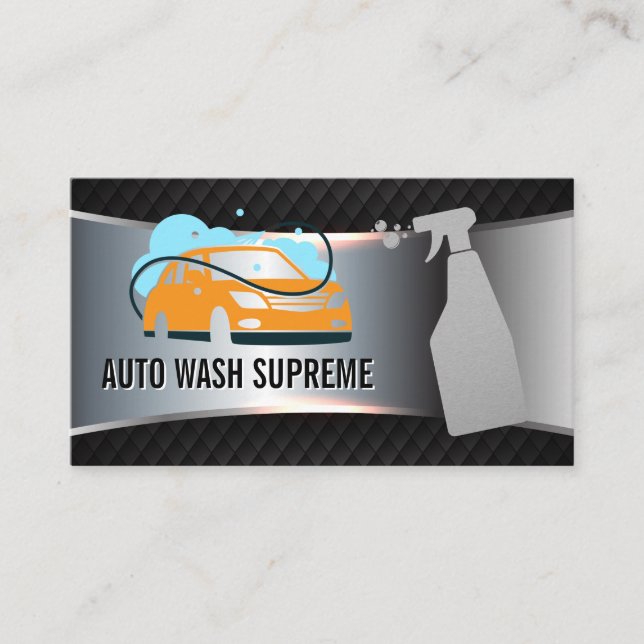 Car Wash Logo | Spray Bottle Business Card (Front)