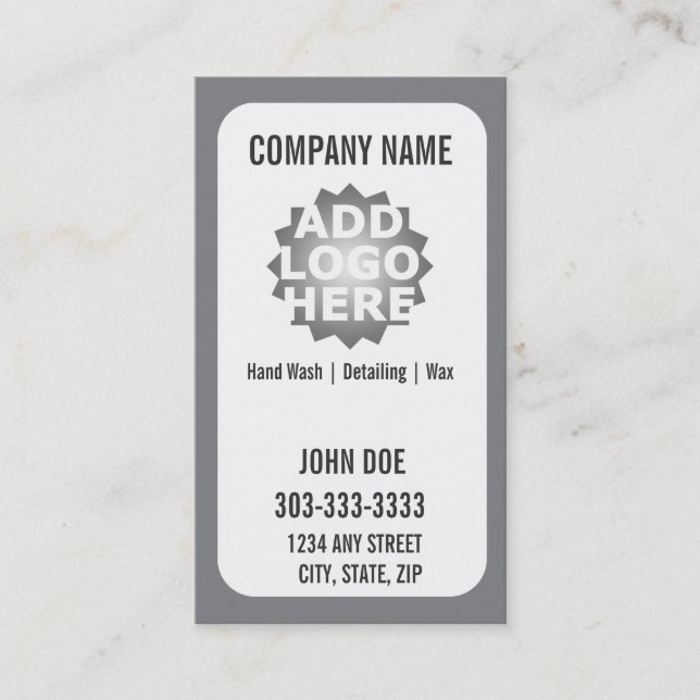 Car wash loyalty business card (Front)