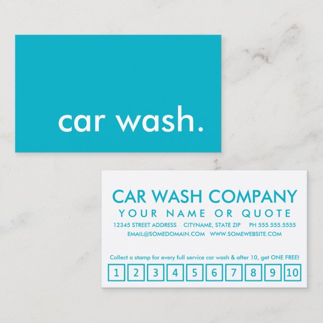 car wash. loyalty punch card (Front/Back)