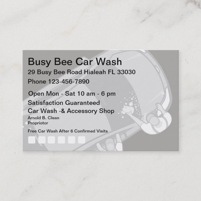 Car Wash Loyalty Rewards Business Card (Front)