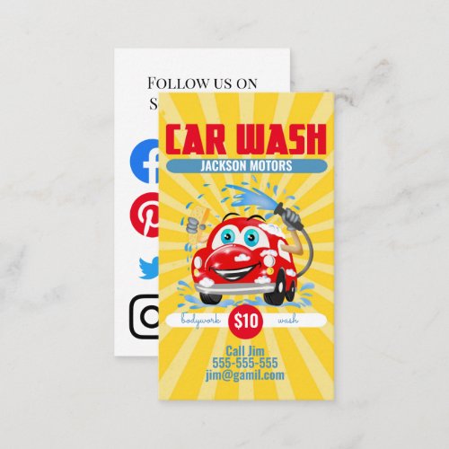 Car Wash motor sales valet service Business Card