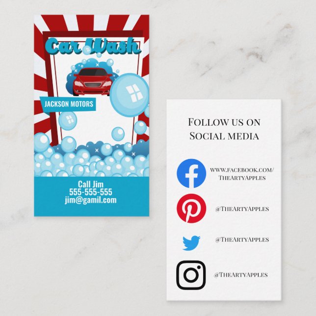 Car Wash motor sales valet service Business Card (Front/Back)