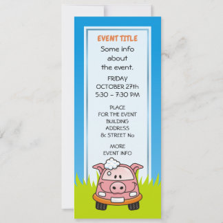 Car Wash Pig Invitation