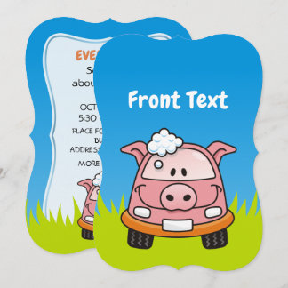 Car Wash Pig Invitation