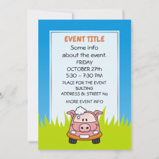 Car Wash Pig Invitation
