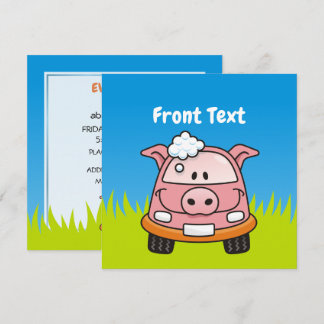 Car Wash Pig Invitation