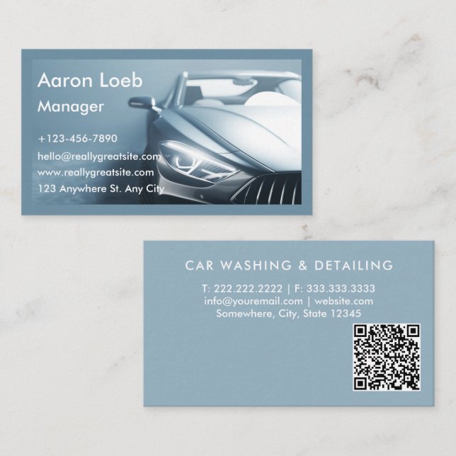 Car Wash Professional Auto Detailing Automotive Business Card (Front/Back)