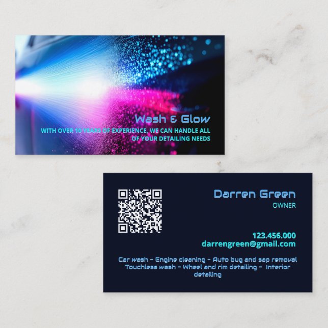 Car Wash QR Business Card (Front/Back)