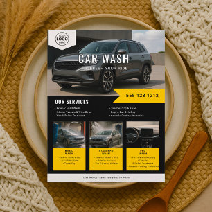 Car Wash Rental Business Black Yellow Flyer