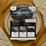 Car Wash Rental Business Flyer<br><div class="desc">Promote your car wash and rental business with this bold and professional flyer, designed to highlight your brand and services with impact. At the top, feature the name of your business overlaying a photo of your choice—perfect for showcasing your location, your team, or one of your standout vehicles. Just below,...</div>