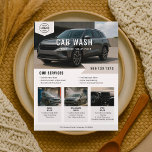 Car Wash Rental Business Flyer<br><div class="desc">Promote your car wash and rental business with this bold and professional flyer, designed to highlight your brand and services with impact. At the top, feature the name of your business overlaying a photo of your choice—perfect for showcasing your location, your team, or one of your standout vehicles. Just below,...</div>