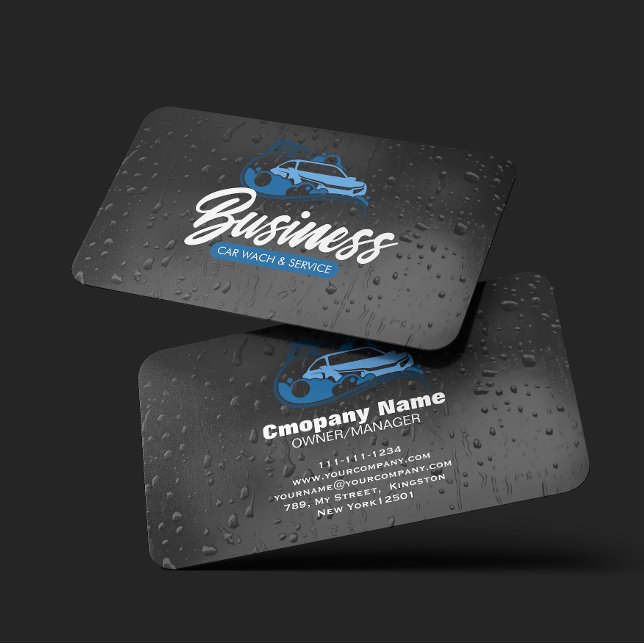 Car Wash & service Auto Detailing Water Drop Business Card (Creator Uploaded)