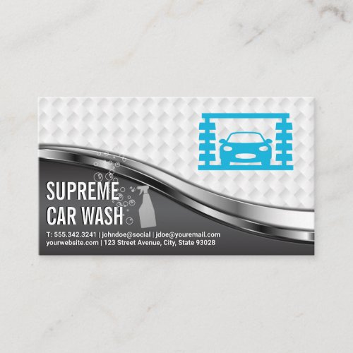 Car Wash Service Metallic White Mesh Business Card