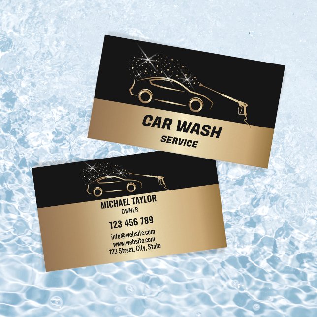 Car Wash Service Pressure Washing Auto Detailing Business Card (Car Wash Logo is an original artwork by Savanamm Design)