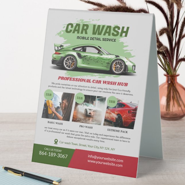 Car Wash Services Table Tent (In SItu (Table))