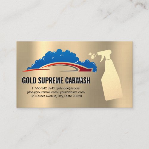Car Wash Soap Bubbles  Gold Metallic Business Card