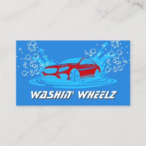 Car Wash Splash Logo  Soap Bubbles Business Card