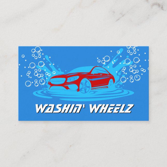 Car Wash Splash Logo | Soap Bubbles Business Card (Front)