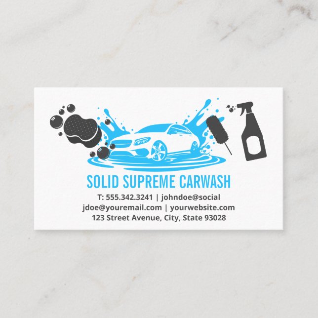 Car Wash | Sports Car Auto Services Business Card (Front)